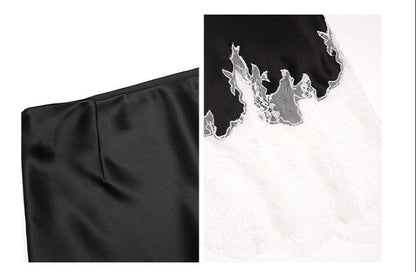 Lace-Trimmed Acetate Satin Maxi Skirt