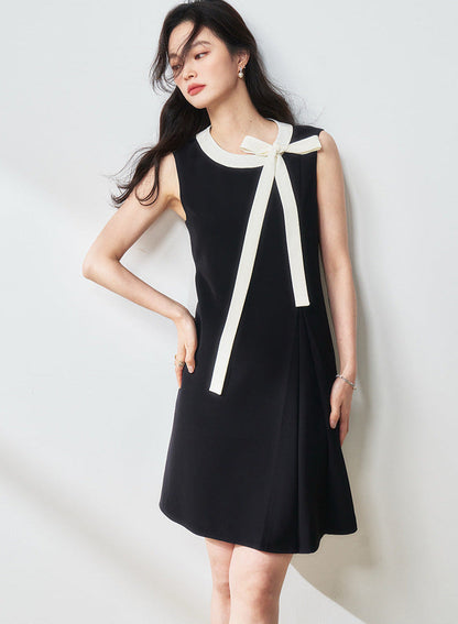 Contrast Bow Strap Midi Dress