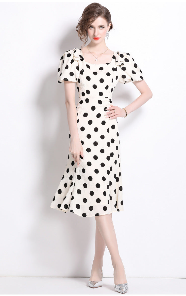 Polka Dot Bow Midi Dress