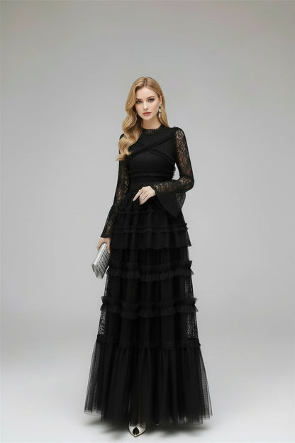 Penelope Lace Ruffle Maxi Dress