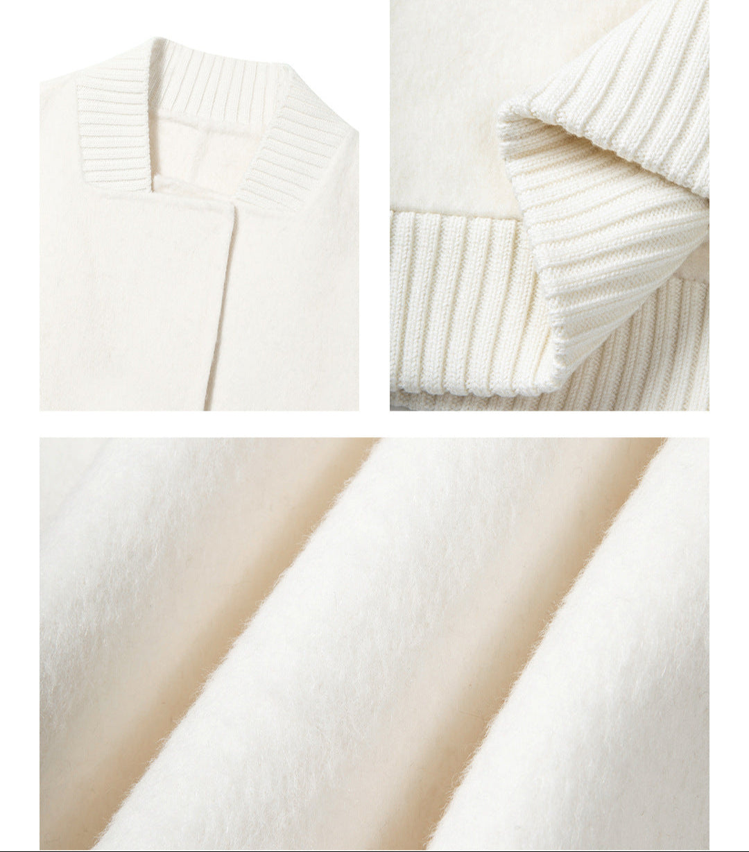 Alpaca Wool Knit-Collar Coat