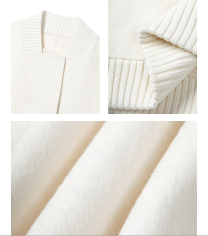 Alpaca Wool Knit-Collar Coat