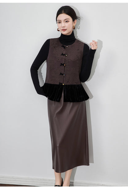 Jacquard Velvet Vest Jacket