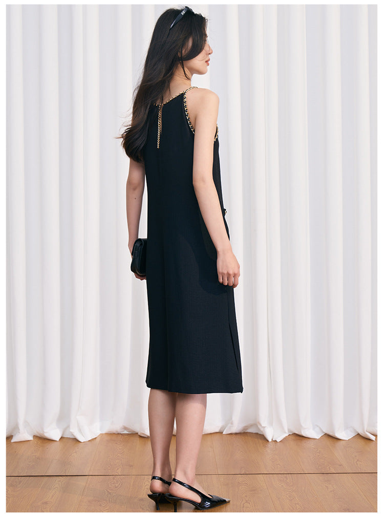 Noir Chain Strap Midi Dress