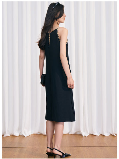 Noir Chain Strap Midi Dress