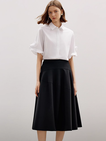 Rose Sleeve White Blouse