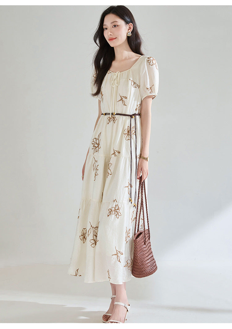 Seraphina Embroidered Square Neck Midi Dress