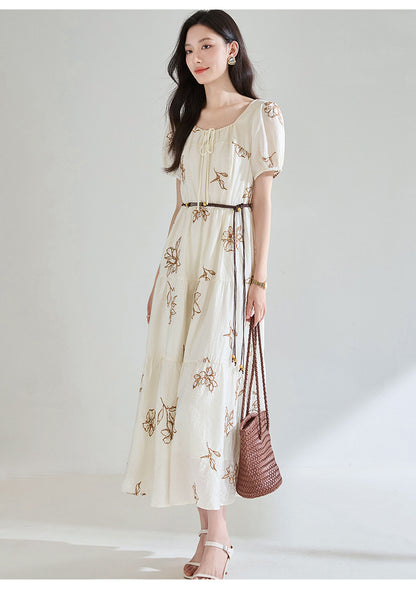 Seraphina Embroidered Square Neck Midi Dress