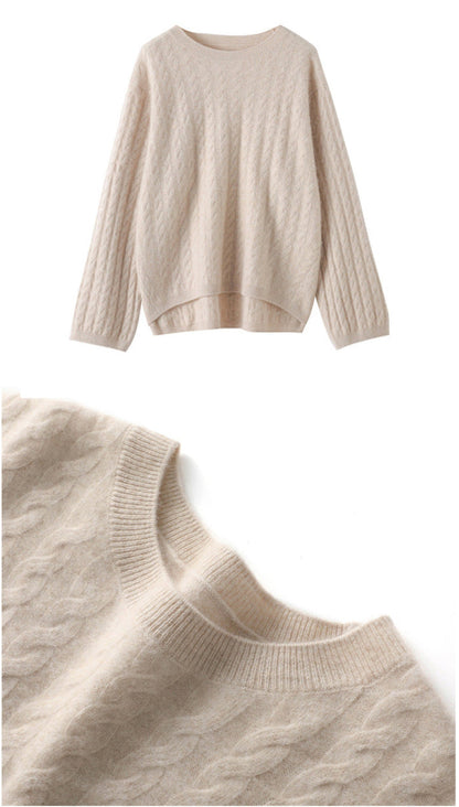 Cashmere-Blend Oversized Twist Knit Sweater