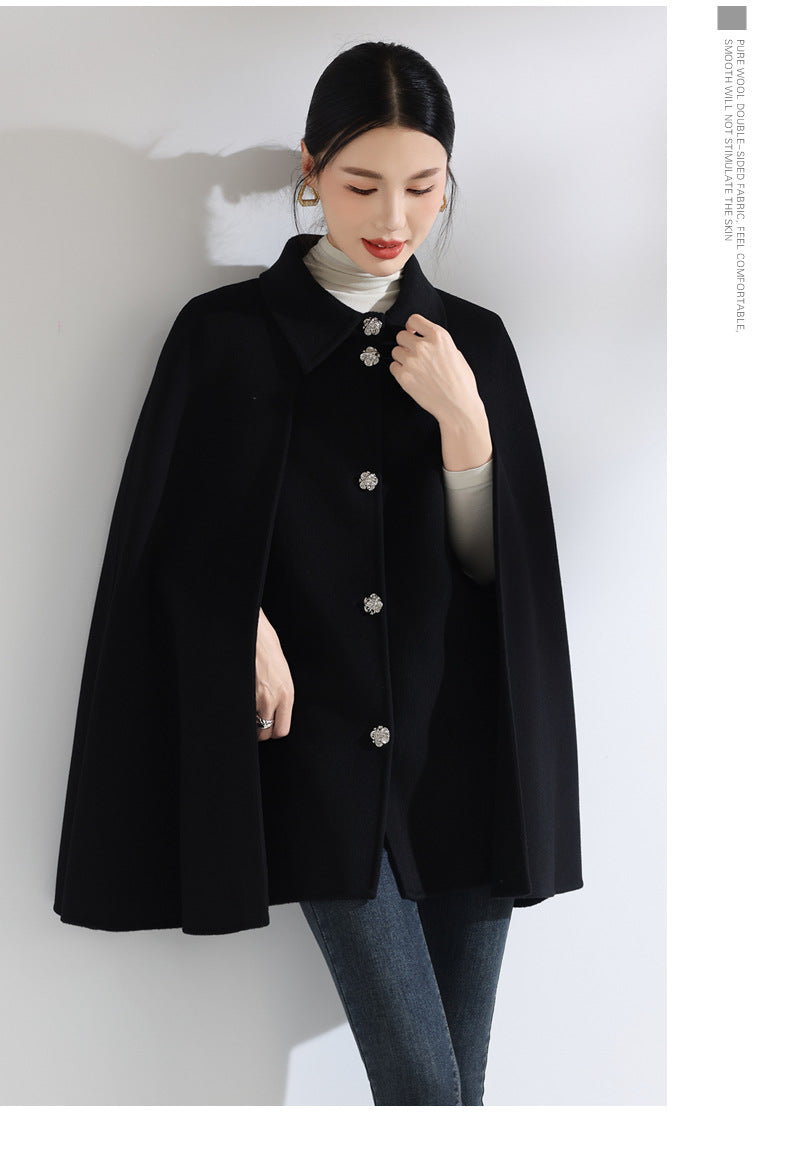 Wool-Blend Mid-Length Cape Coat