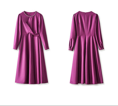 Shimmer Texture Mid-Waist Premium Midi Dress