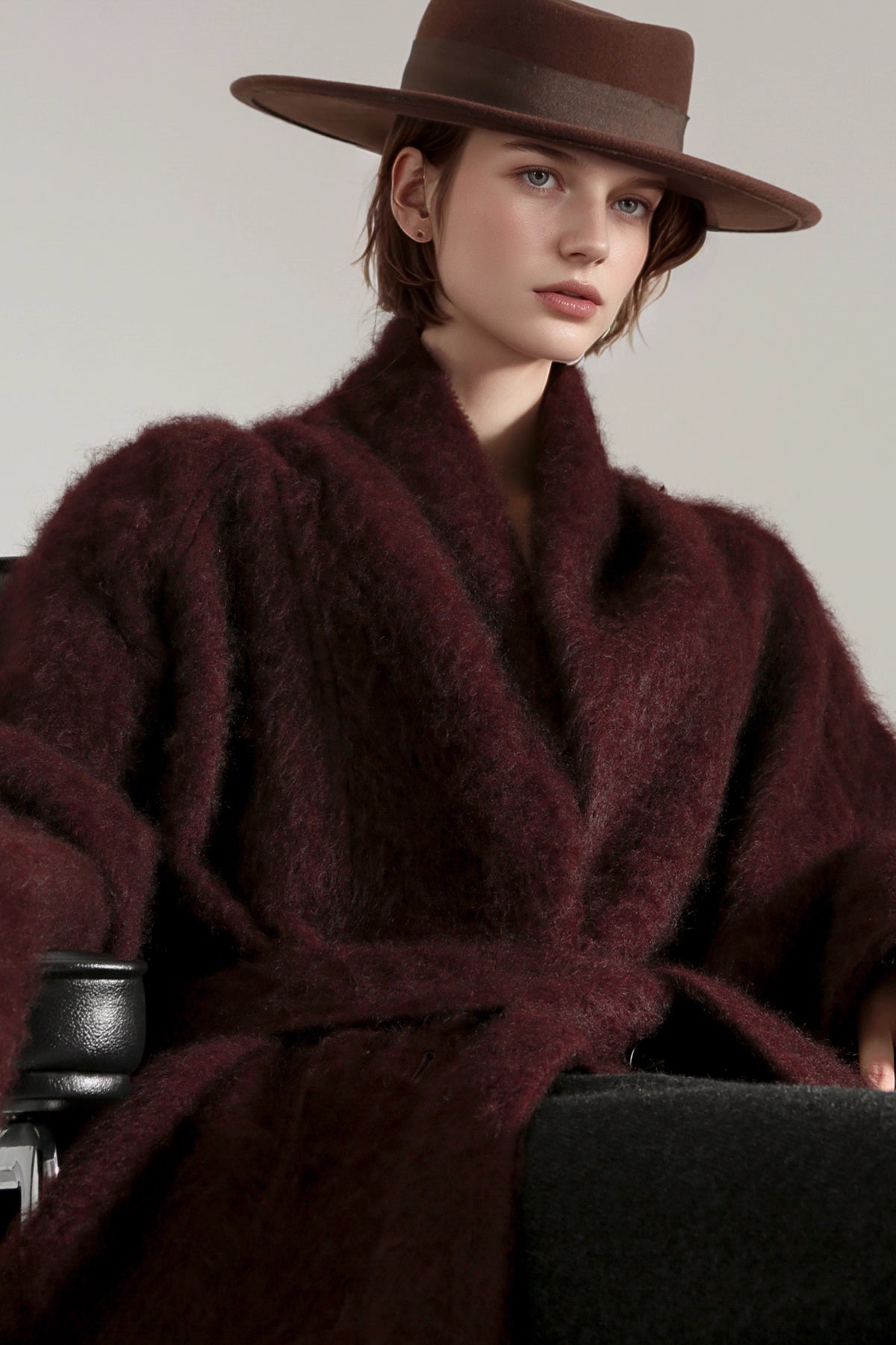 Luxury Tibetan Yak Wool Knit Coat – Belted Relaxed Fit