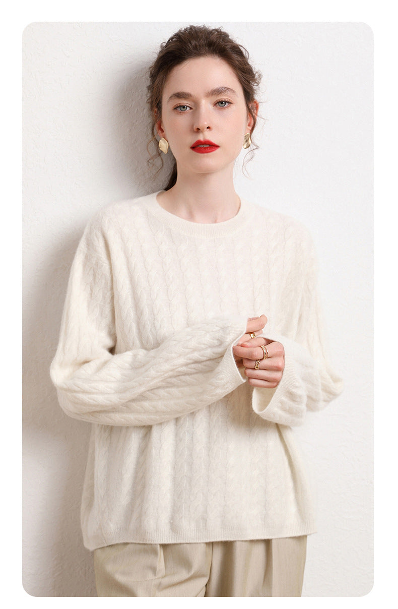 Cashmere-Blend Oversized Twist Knit Sweater