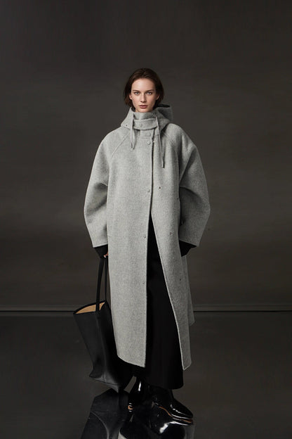 Hooded Alpaca Wool Long Coat