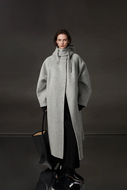 Hooded Alpaca Wool Long Coat