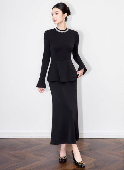 Timeless Black Dress with Crystal Details