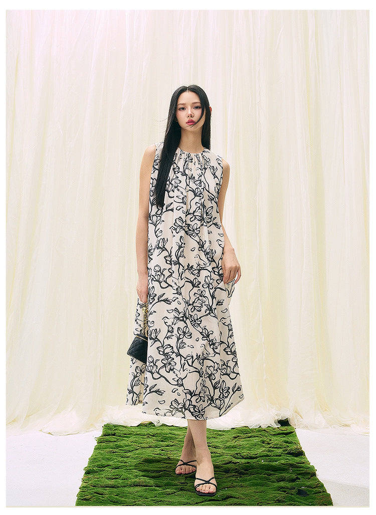 Black & White Printed Loose Fit Summer Dress