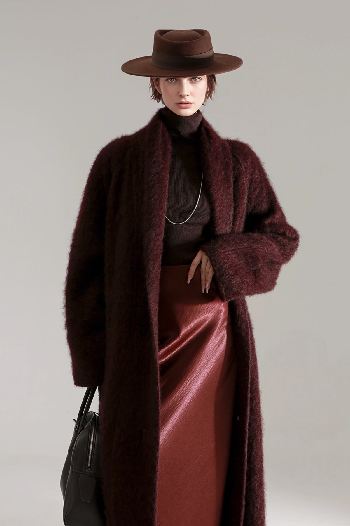 Luxury Tibetan Yak Wool Knit Coat – Belted Relaxed Fit