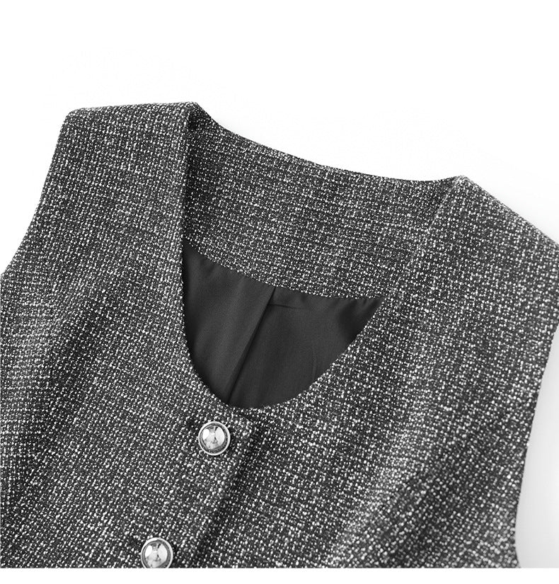 Old Money Style Two-Piece Set – Sleeveless Vest & Fishtail Skirt