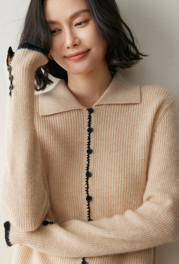 Color-Block Cashmere Cardigan