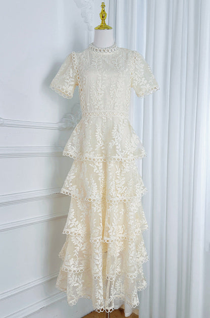 Embroidered Ruffle Tiered Maxi Dress