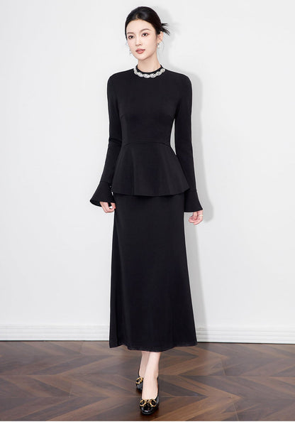 Timeless Black Dress with Crystal Details