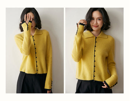 Color-Block Cashmere Cardigan