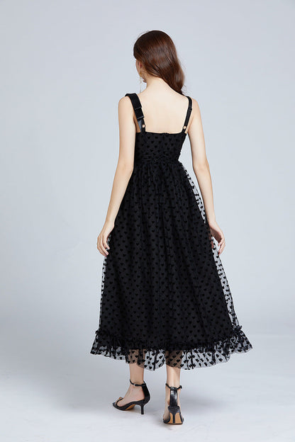 Love Dots Ruffled Maxi Dress – Adjustable Straps
