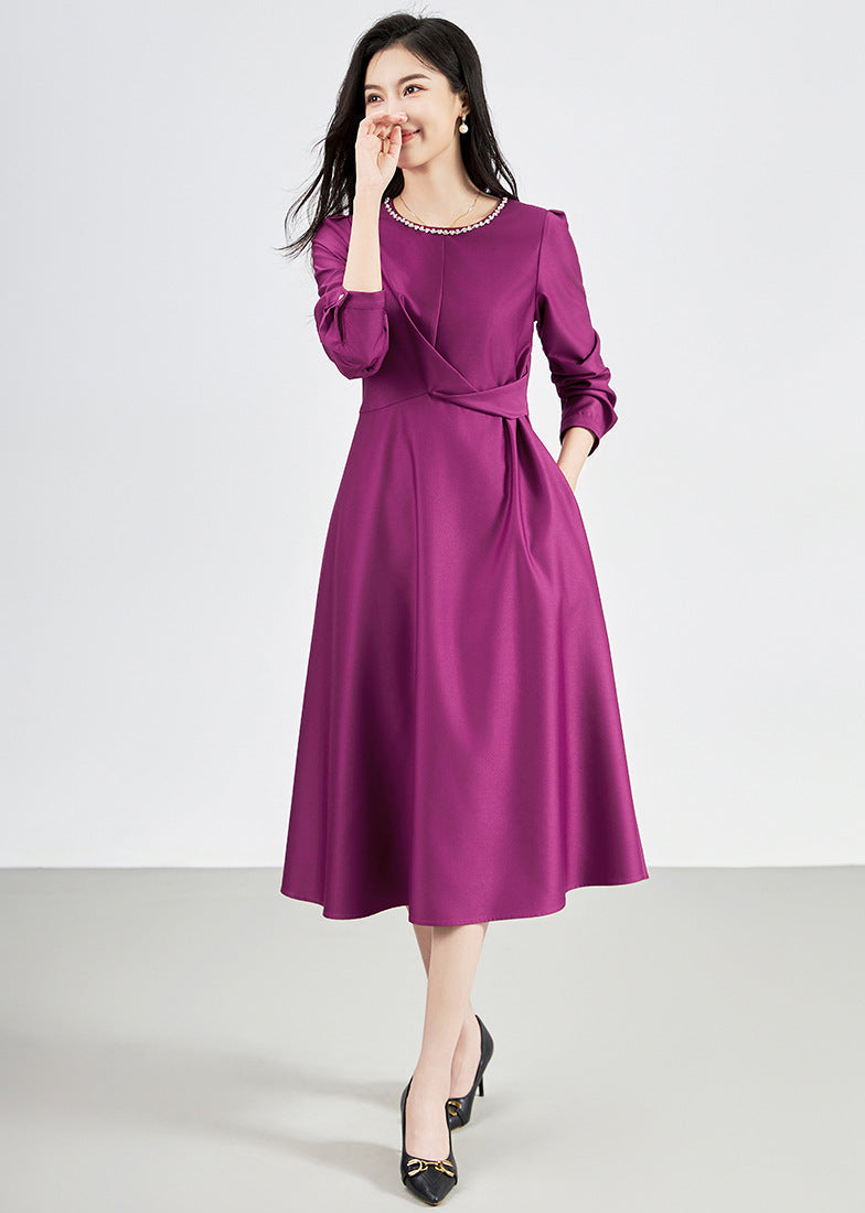 Shimmer Texture Mid-Waist Premium Midi Dress