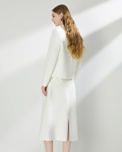 Urban Elegance Two-Piece Set – Blazer Jacket & A-Line Midi Skirt