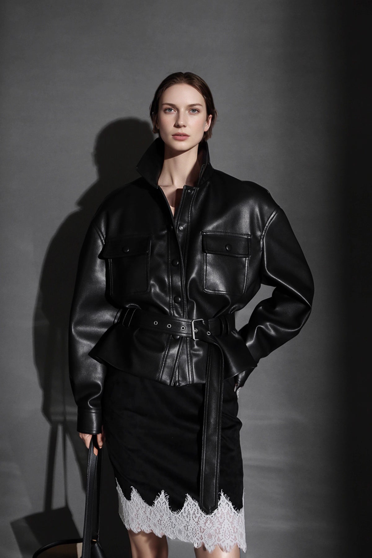 Polo Collar Genuine Lamb Leather Jacket