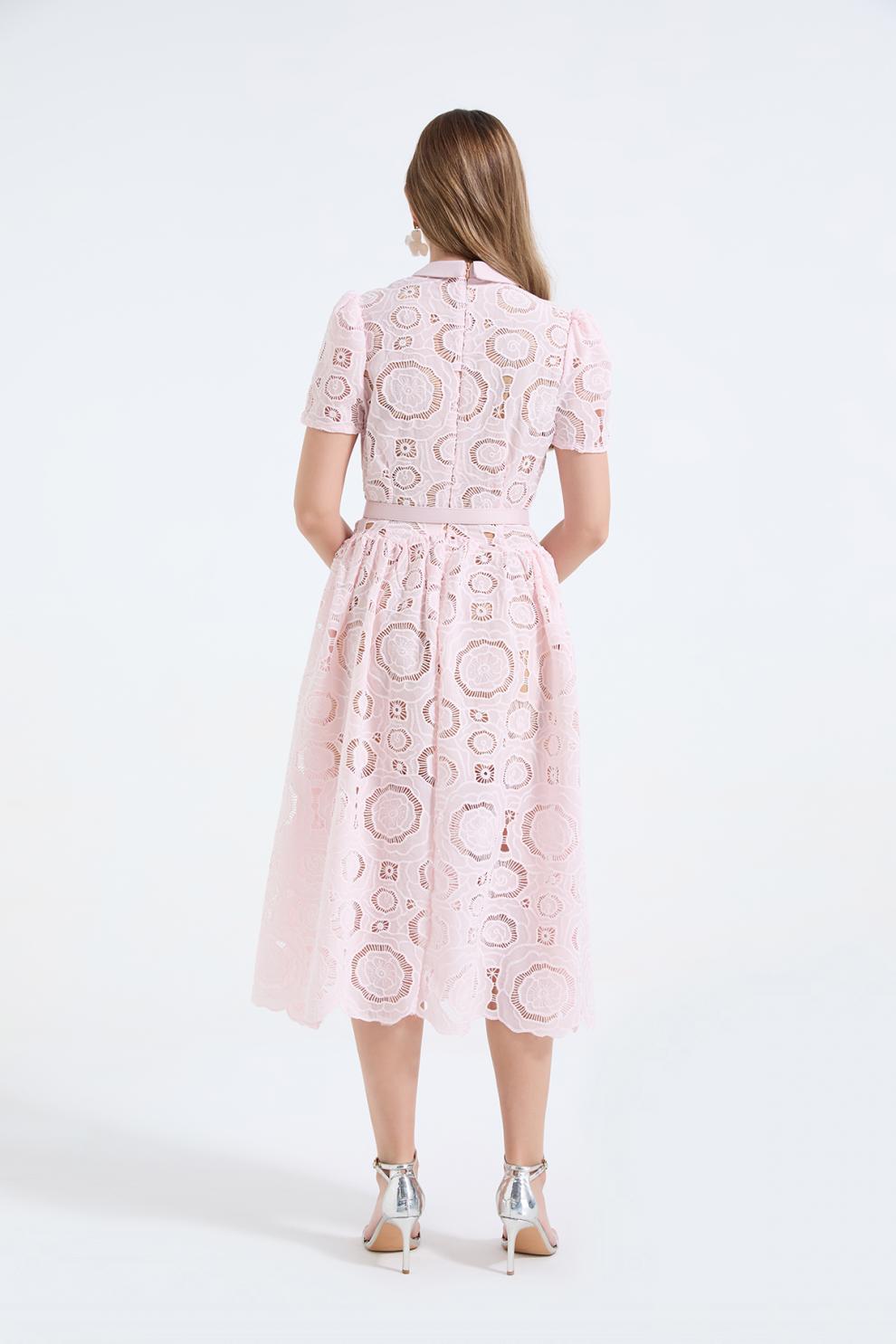 Elegant Lace Puff Maxi Dress