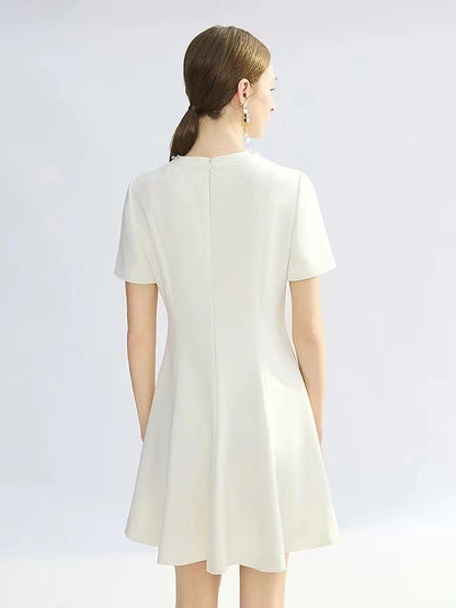 Round Neck Embellished Waist Dress