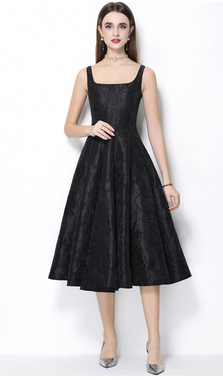 Rosé Lumière Jacquard Strap Maxi Dress