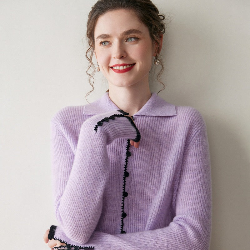 Color-Block Cashmere Cardigan