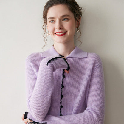 Color-Block Cashmere Cardigan