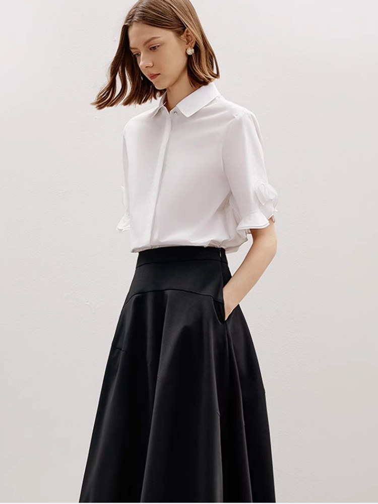 Rose Sleeve White Blouse