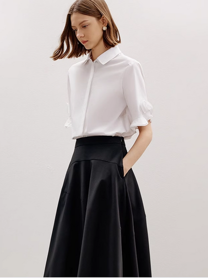 Rose Sleeve White Blouse