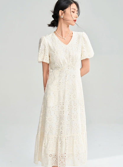 Moonlight Embroidered Summer Dress – Tencel Elegance
