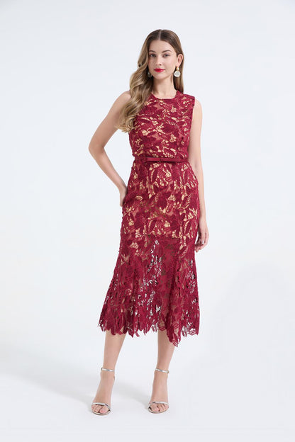 Embroidered Fishtail Maxi Dress