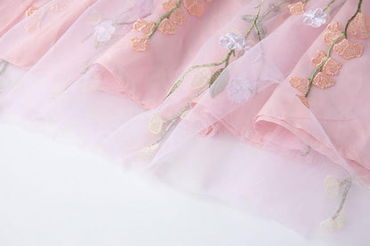 Strapless 3D Floral Embroidered Long Dress