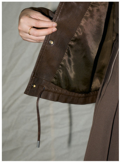 Ruched Retro Moto-Style Jacket