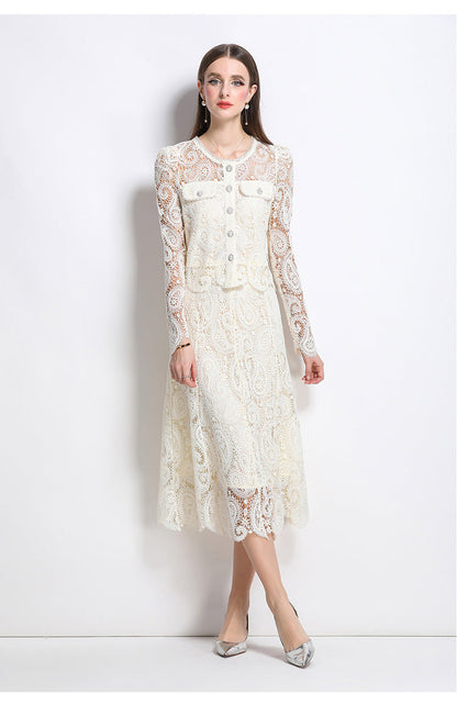 Retro Waterproof Lace Two-Piece Set