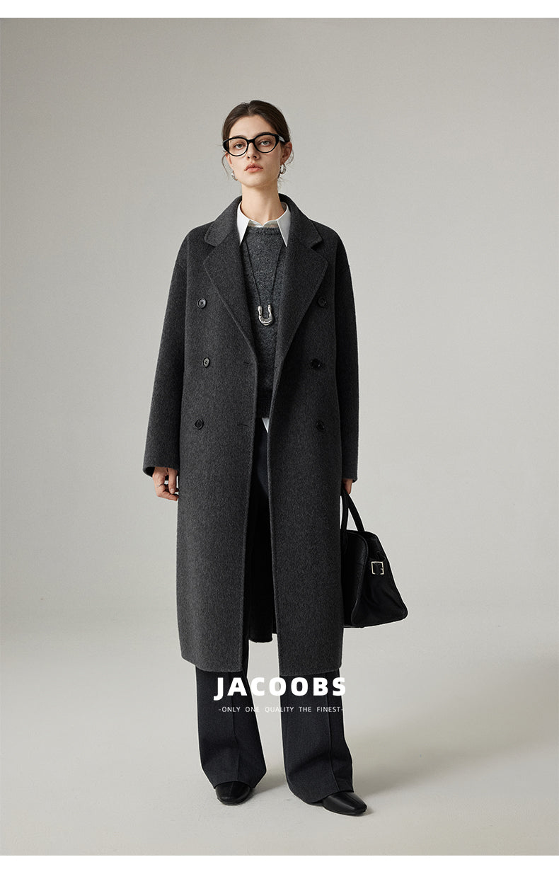 Reversible Pure Wool Minimal Long Coat