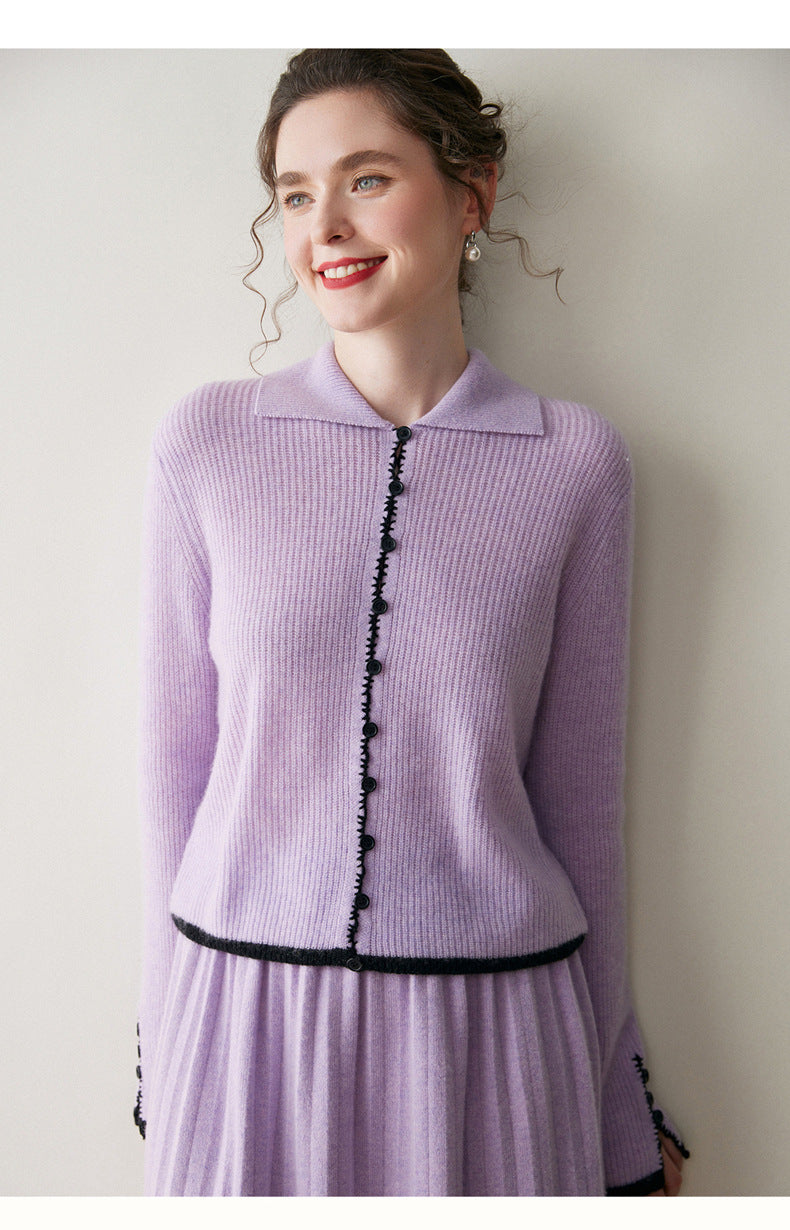 Color-Block Cashmere Cardigan