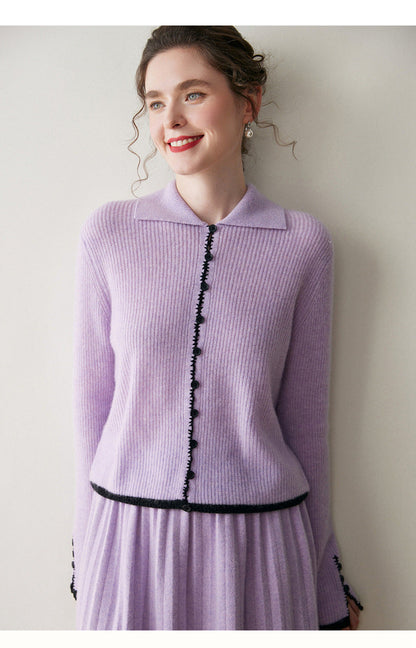 Color-Block Cashmere Cardigan