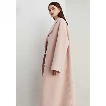 Premium 100% Wool Powder Pink Long Coat