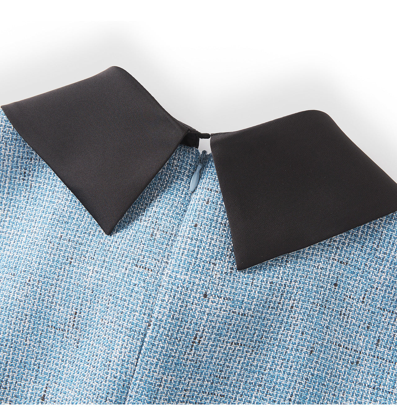 French-Texture Mini Dress with Scarf Collar