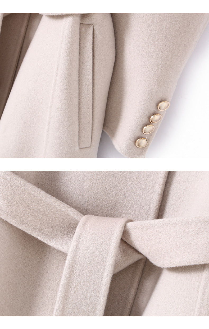 Hepburn Wool Coat with Detachable Shawl – Double-Faced 100% Wool