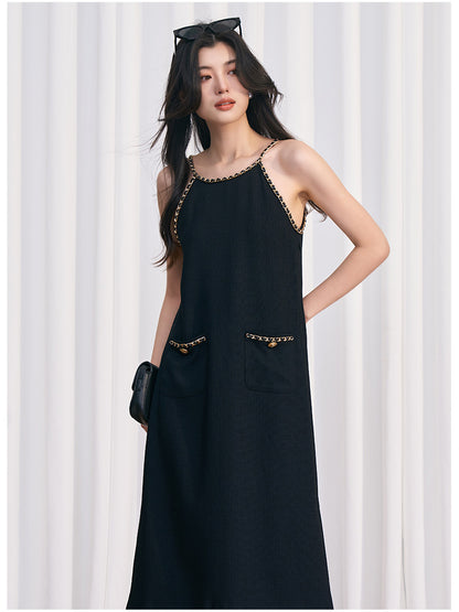 Noir Chain Strap Midi Dress